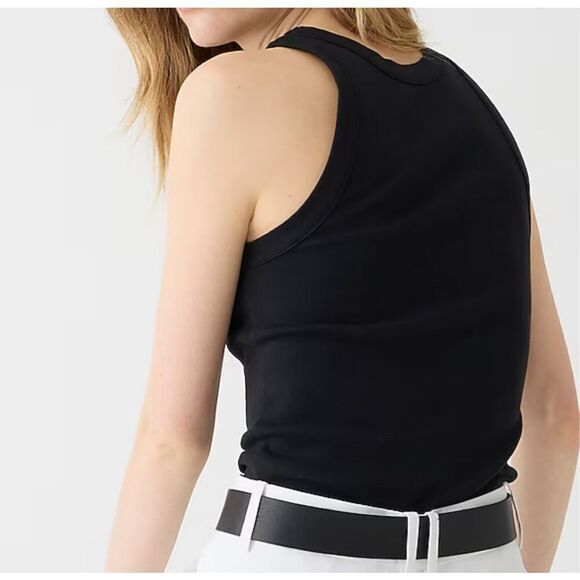 NWT J Crew Black Re Imagined Ribbed Crew Neck Fitted Pullover Tank Top XS - Picture 5 of 9